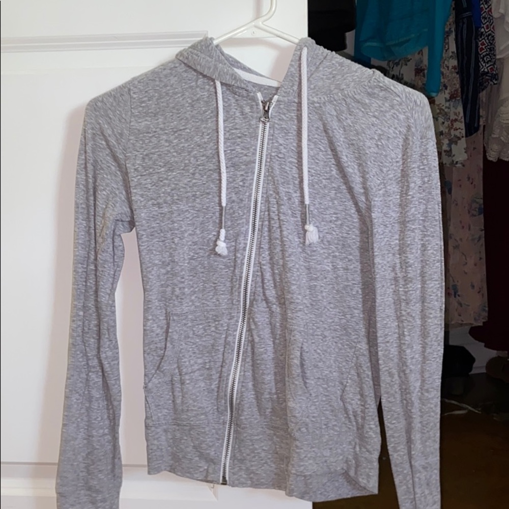 grey zip up jacket